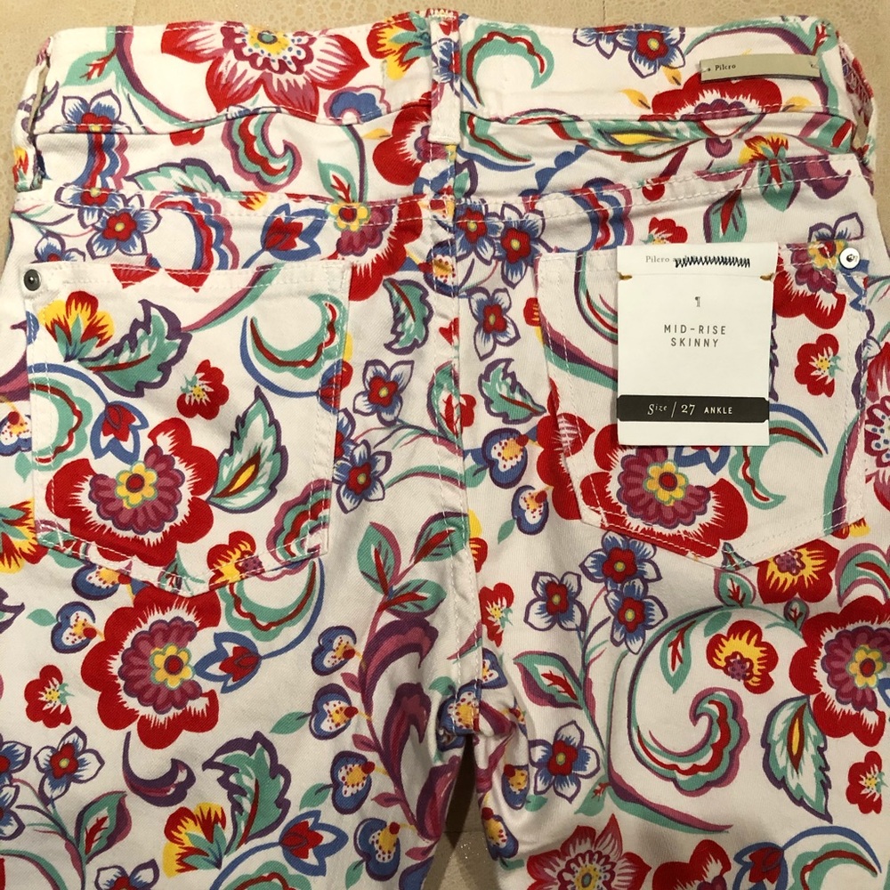 Anthropology Floral Denim Jeans
